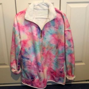 New Oversized super soft faux fur tie dye pullover